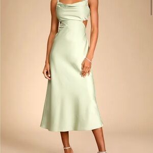 Lulu's Mint Green Strapless Cutout Slip Dress